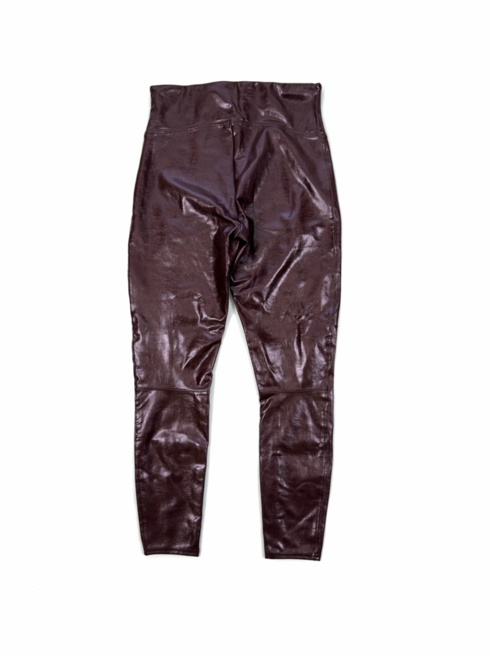 Spanx Womens Faux Patent Leather Leggings Size L • High Rise Ruby Red Maroon